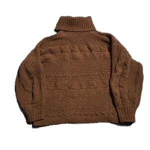 Olive and Oak Chunky 3D Knit Rusty Orange Size Medium Decocore Turtle Neck